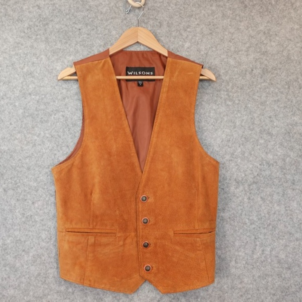 Vintage Wilsons Leather Waistcoat Mens S Camel Tan Cinch Rider Western Brokeback